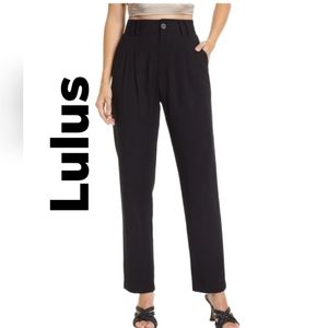 Lulus Womens Black Career Hi Waisted Pant Sz XL Strickly Business Taper Workwear